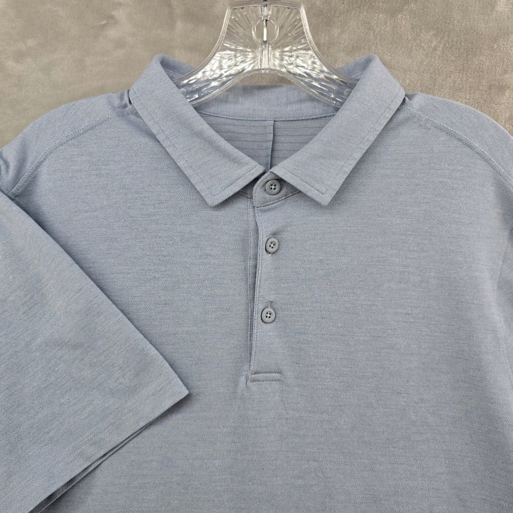 Lululemon Polo Shirt Mens L Blue Evolution Short Sleeve Performance Tech